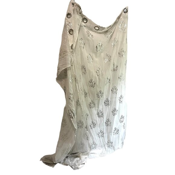 Dainty Home Set of 2 White & Silver Curtain Panels with Grommets 98" x 36" - Picture 4 of 9